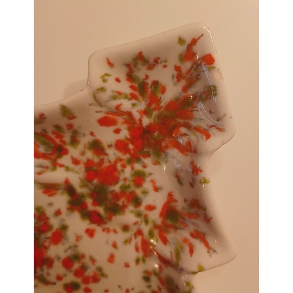 1973 Christmas Tree Serving Tray Ceramic Splatter Drip Handmade & Hand Painted - Picture 3 of 7